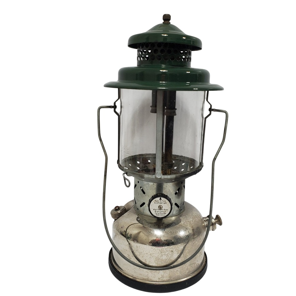 Coleman Lantern Green Vintage 220 Dual Mantle Nickel NOT Tested